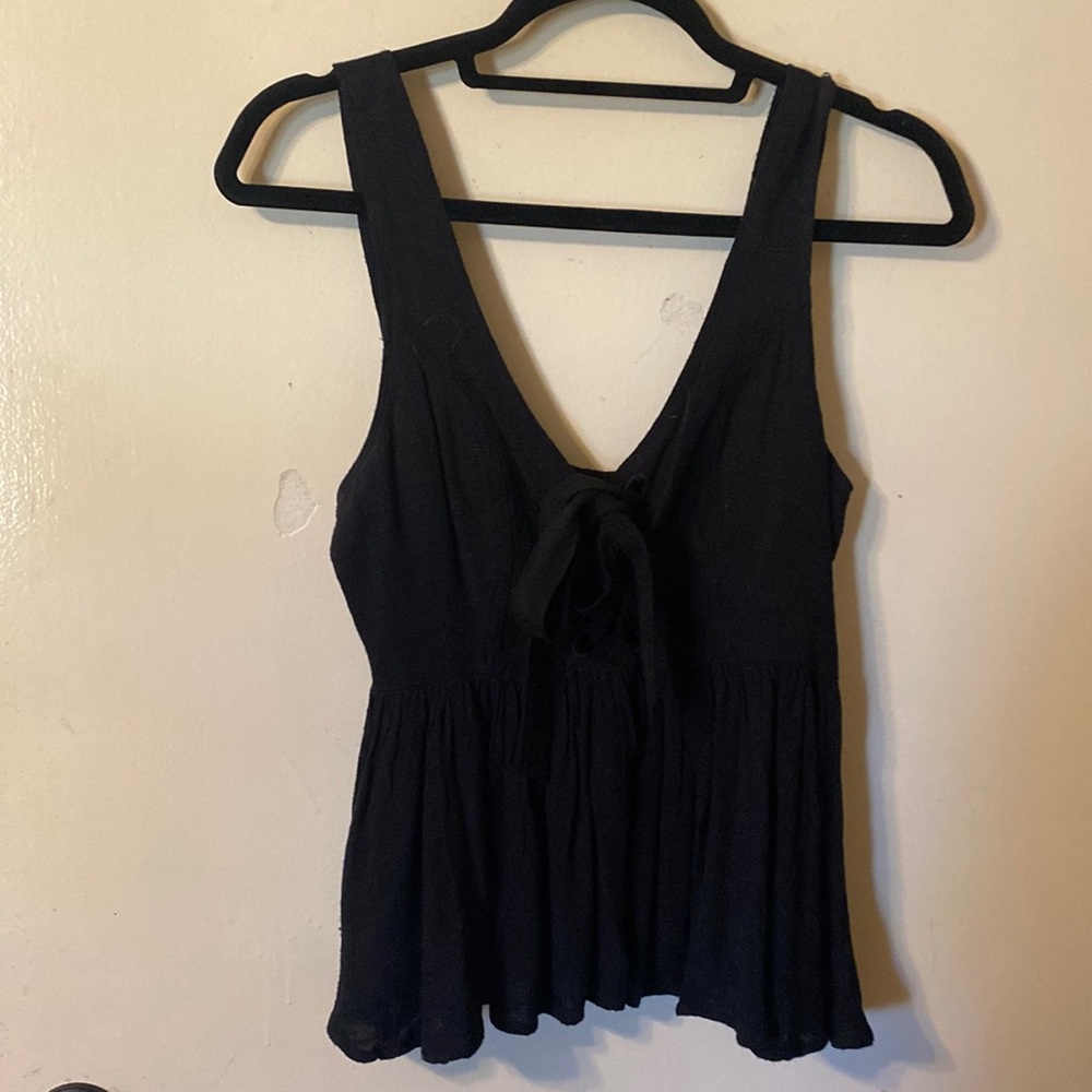 Black lace up American eagle babydoll tank